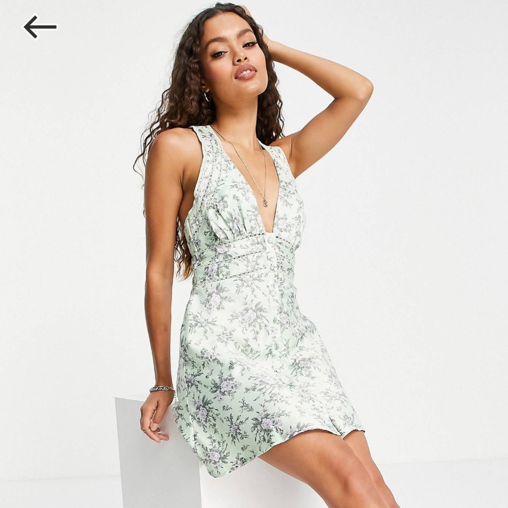 ASOS design petite sage floral satin dress